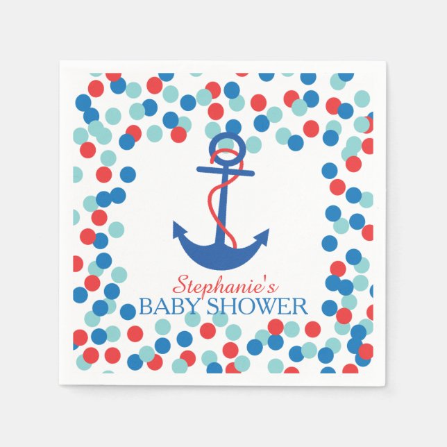 Serviette Jetable Cute Confetti Baby shower d'Ancres nautiques Napki (Devant)