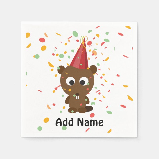 Serviette Jetable Cute Confetti Party Beaver (Devant)