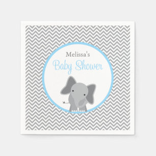 Serviette Jetable Cute Elephant Chevron Baby shower bleu clair