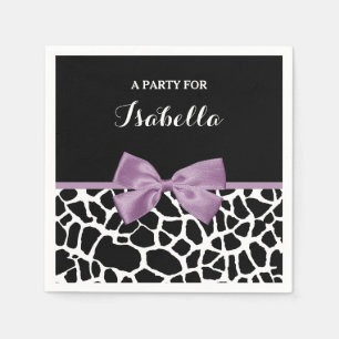Serviette Jetable Cute Giraffe Imprimer Lavande Violet Bow Avec Nom