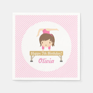 Serviette Jetable Cute Girl Gymnastics Anniversaire de enfant Party 