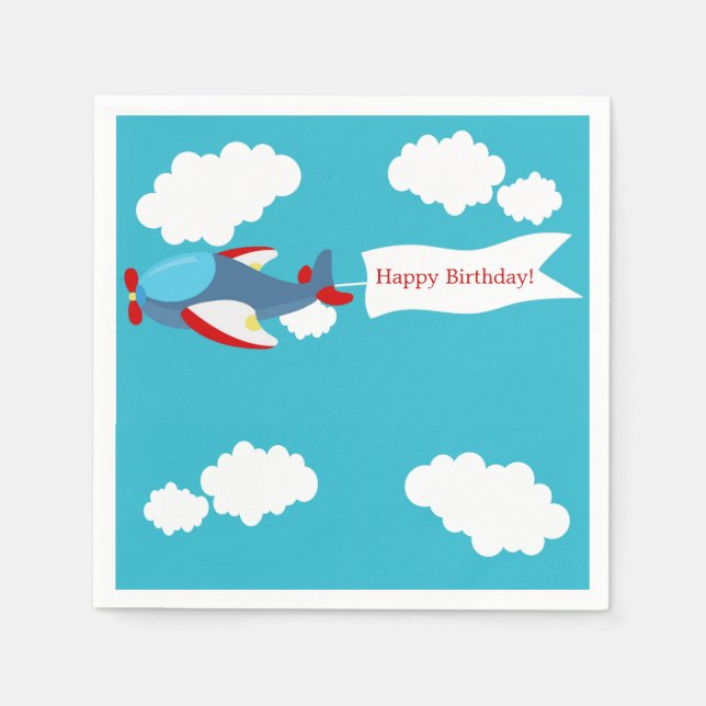 Serviette Jetable Cute Petit Avion Garçon Anniversaire Papier Napkin (Devant)
