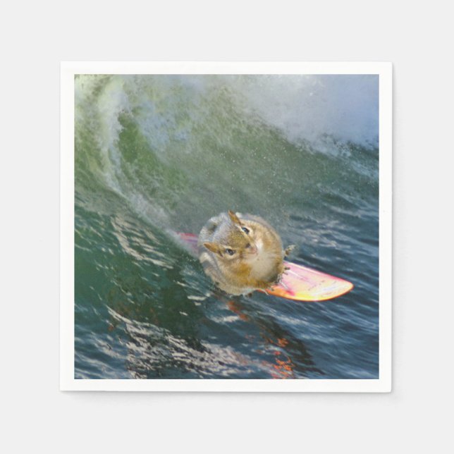 Serviette Jetable Cute Surfing Chipmunk (Devant)