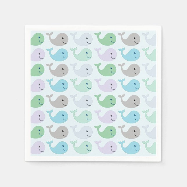 Serviette Jetable Cute Whales (Devant)