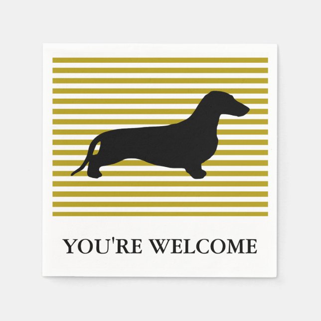 Serviette Jetable Dachshund silhouette noire + vos idées (Devant)