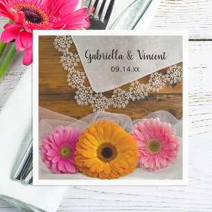 Serviette Jetable Daisy Trio et Mariage campagnard en dentelle Vinta