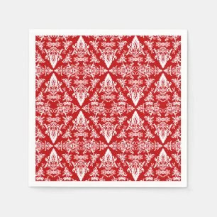 Serviette Jetable Damask 01 Red-White-Paper Cocktail Napkins
