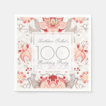 Damask Floral 100e Anniversaire Papier de fête Nap