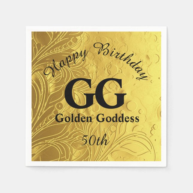 Serviette Jetable Déesse d'or fêter le joyeux 50e anniversaire de la (Devant)