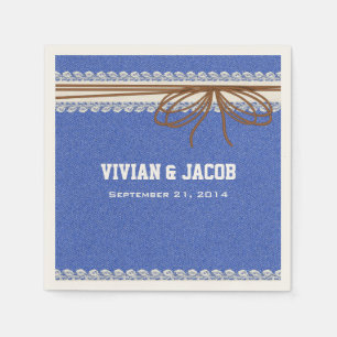 Serviette Jetable Denim et dentelle Mariage personnalisé Napkin
