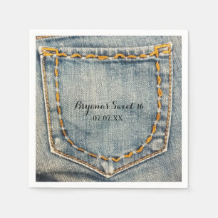 Serviette Jetable Denim Jean Poche Poche Anniversaire