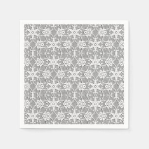 Serviette Jetable Dentelle antique - gris blanc et argent