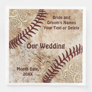 Serviette Jetable Dentelle et baseball Vintage Mariage à thème servi