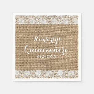 Serviette Jetable Dentelle romantique et burlap Quinceañera Papier N