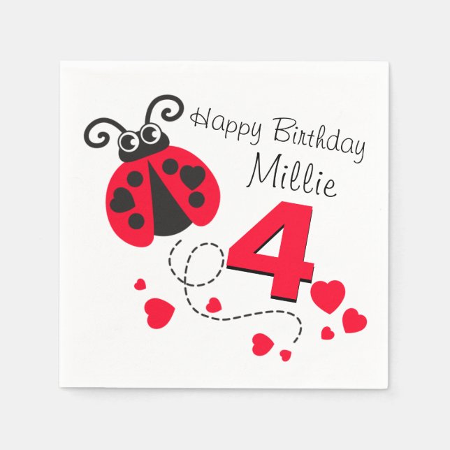 Serviette Jetable Des filles nommées serviettes de coccinelle rouge  (Devant)