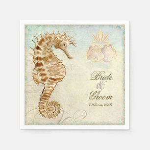 Serviette Jetable Dessert Réception Naples Sea Horse Coastal Beach