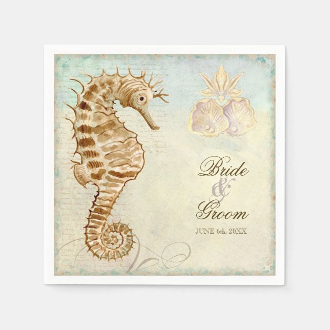 Serviette Jetable Dessert Réception Naples Sea Horse Coastal Beach (Devant)