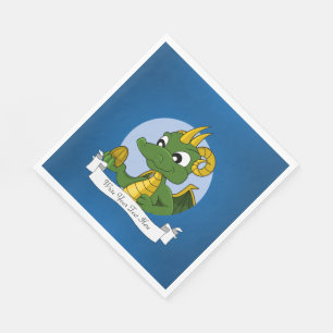 Serviette Jetable Dessin animé de dragon vert