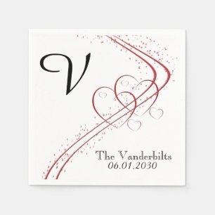 Serviette Jetable Deux Coeurs comme un Mariage Napkin