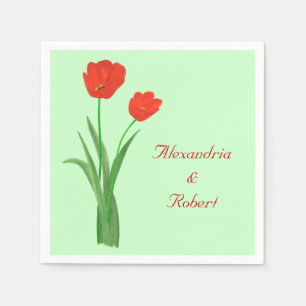 Serviette Jetable Deux serviettes Mariage personnalisées de Tulipes