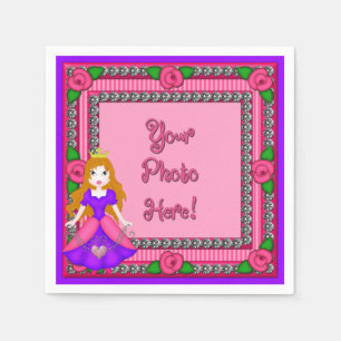 Serviette Jetable Diamants princes FR01-Pink-BL-PAPIER NAPKINS