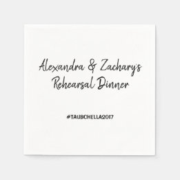 Serviette Jetable Dîner de répétition mariage Napkins Hashtag noir
