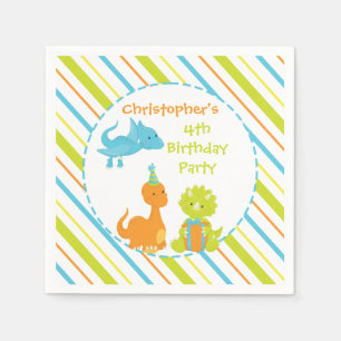 Serviette Jetable Dinosaur Anniversaire Dino Personnalisé Napkin