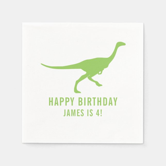 Serviette Jetable Dinosaur Silhouette Personnalisé Anniversaire de f (Devant)