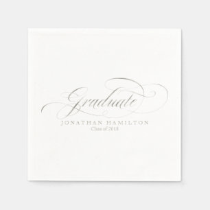 Serviette Jetable Diplômé Feuille d'Argent Calligraphie Fantaisie Di