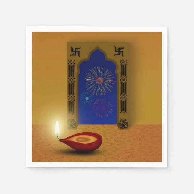 Serviette Jetable Diwali Festive Happy - Papier Napkin (Devant)