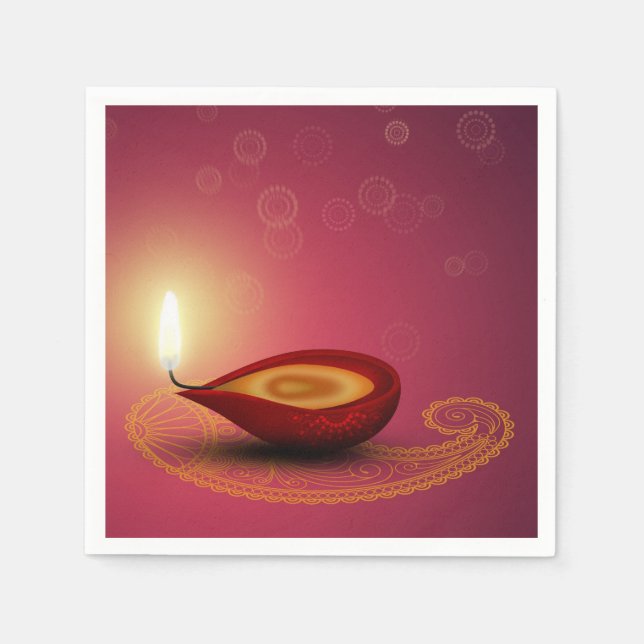 Serviette Jetable Diwali lumineux - Papier Napkin (Devant)