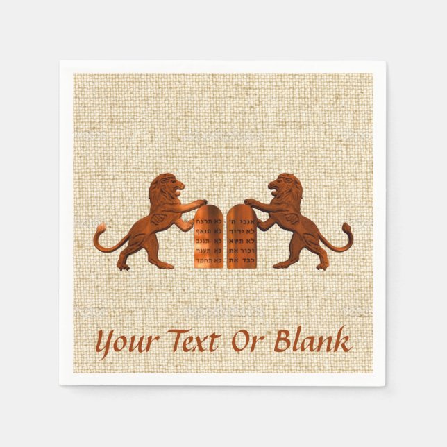 Serviette Jetable Dix commandements et lions (Devant)