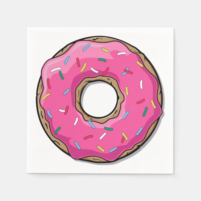Serviette Jetable Donut Rose Cartoon Avec Saupoudrages (Devant)