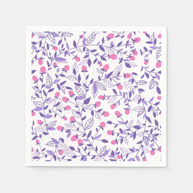 Serviette Jetable Doodles floraux rose et violet (Devant)