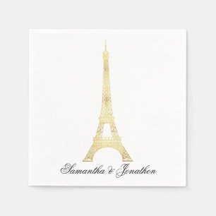 Serviette Jetable Doré Paris Tour Eiffel Mariage Personnalisé servie