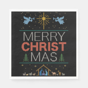 Serviette Jetable Doux de Noël doux et joyeux religieux coloré