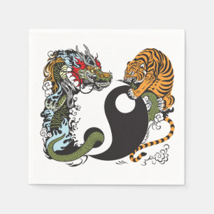 Serviette Jetable dragon and tiger yin yang