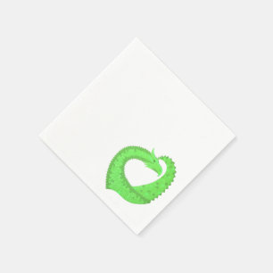 Serviette Jetable Dragon de coeur vert citron blanc