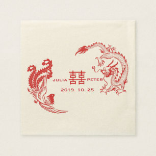 Serviette Jetable Dragon-Phoenix moderne Mariage chinois personnalis