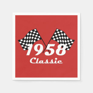 Serviette Jetable Drapeau de course à carreaux noir et blanc classiq