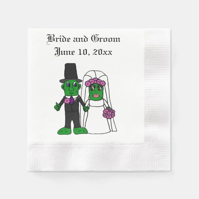 Serviette Jetable Drôle Caricature de mariée de chickle et Mariage d (Devant)