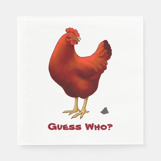 Serviette Jetable Drôle Devinez Qui Poulet Poo Rouge Hen (Devant)