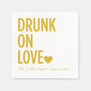 Serviette Jetable Drunon Love Mariage serviettes moutarde