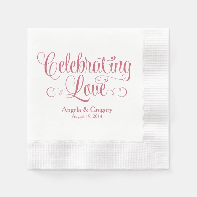 Serviette Jetable Dusty Rose Célébrer l'amour Mariage personnalisé (Devant)