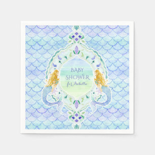 Serviette Jetable Echelle de poisson moderne Baby shower de sirène a