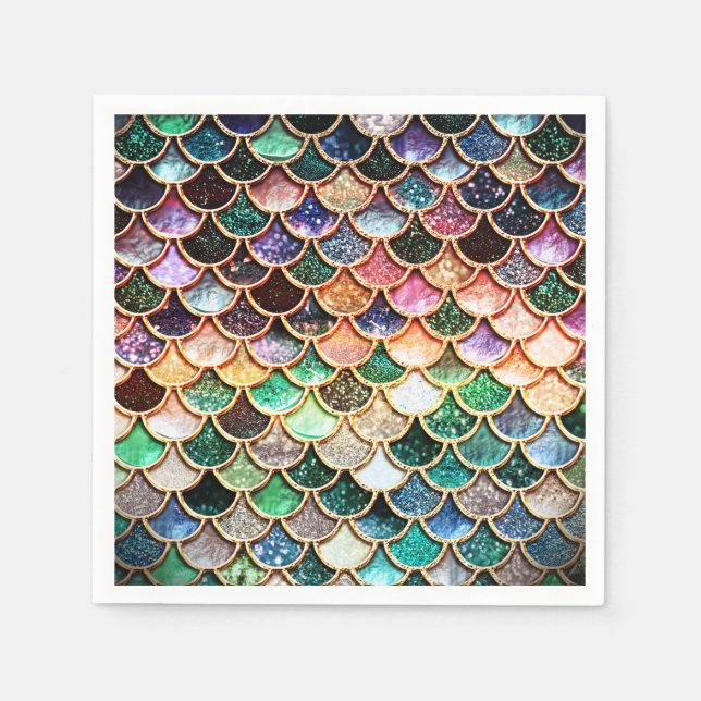 Serviette Jetable Echelles de sirène de Parties scintillant de luxe  (Devant)