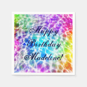 Serviette Jetable Effet onduleux hippie d'arc-en-ciel de Tiedye