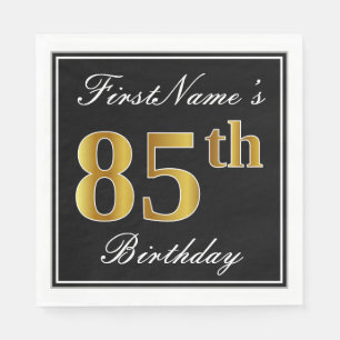 Serviette Jetable Élégant, anniversaire d'or de Faux 85th + Nom fa