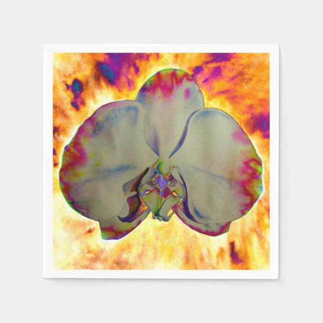 Serviette Jetable Elégant boho abstrait aquarelle orchidée peinture (Devant)