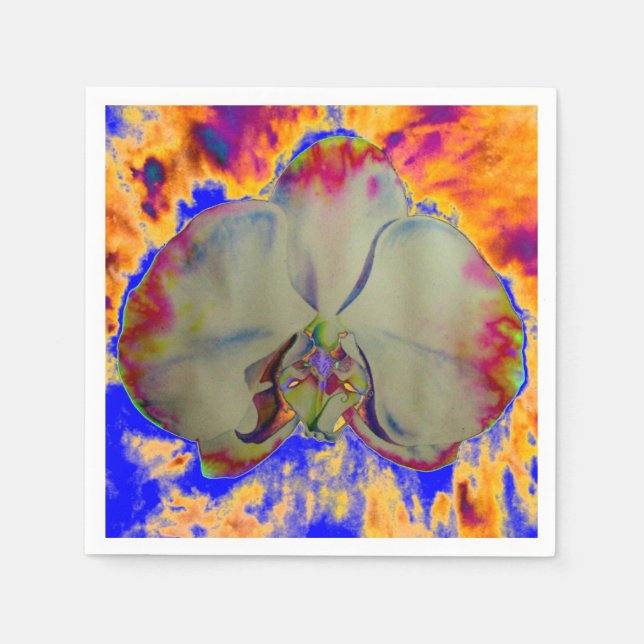 Serviette Jetable Elégant boho abstrait aquarelle orchidée peinture (Devant)